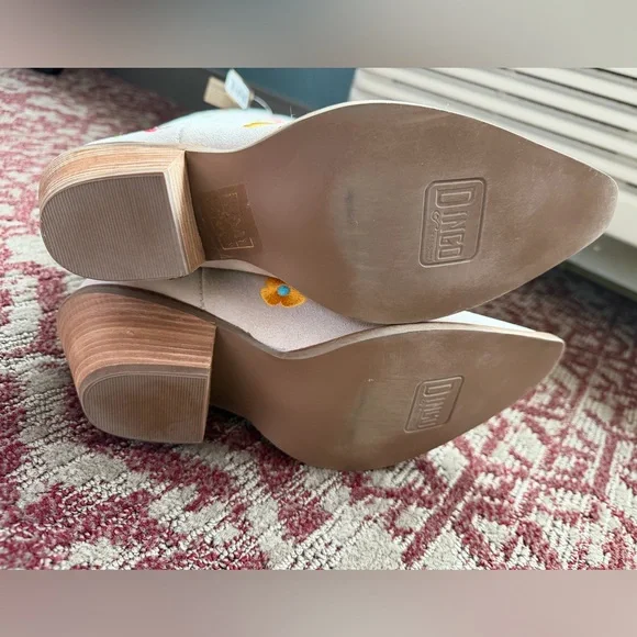 Viral Dan Post Ladies Flower Power White Suede Tall Western Boots DI277-WH Sz9 - Picture 6 of 12